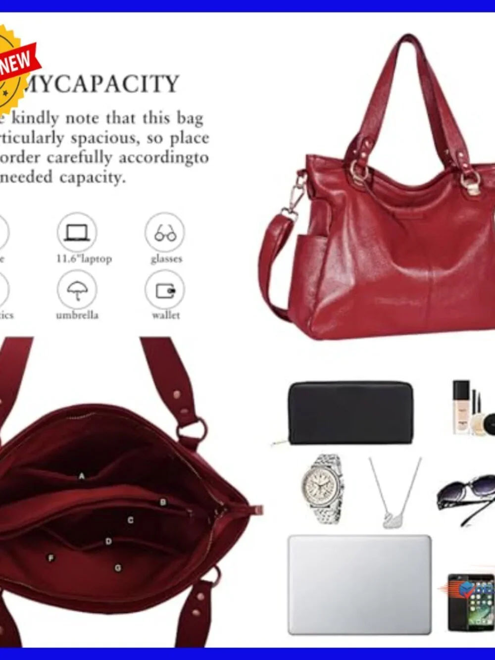 Large Genuine Leather Hobo Tote Bag for Laptop Work Travel